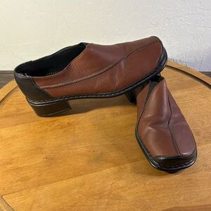 Rieker Antistress Brown Black 2 Tone Leather Loafer Women Shoes EUR 38 US 7.5